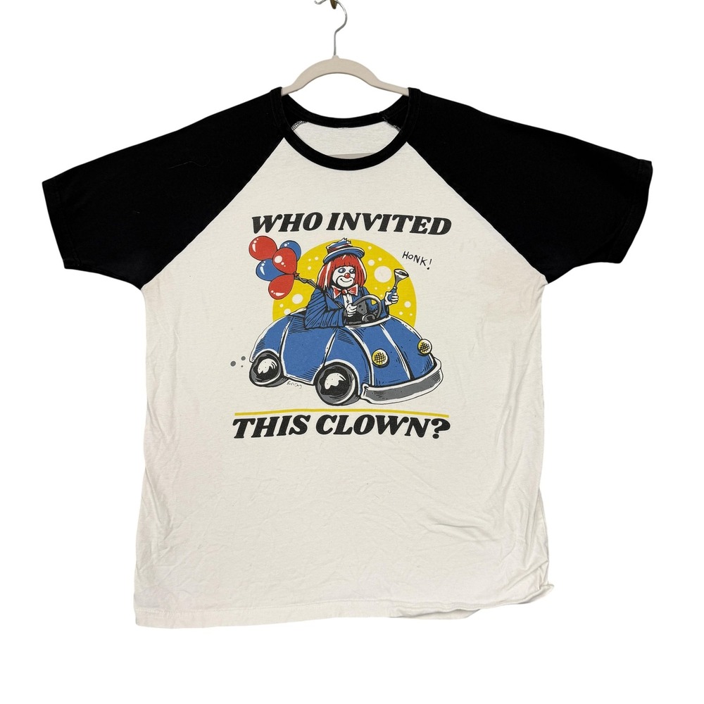 Boss Dog Shirt Mens Medium White Black Who Invited This Clown Funny Raglan Tee